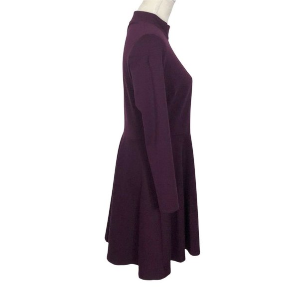 T Tahari Womens 12 Large Mock Neck Long Sleeves Fit & Flare Dress Purple Ponte - Picture 6 of 12